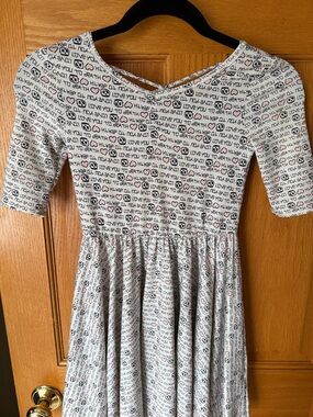 Dot Dot Smile White Dress Black Pink and White Skulls